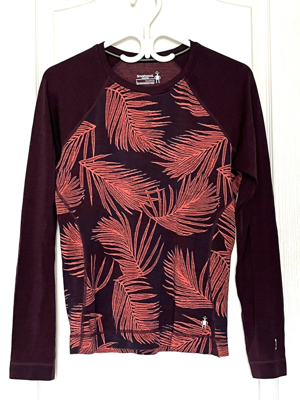 Smartwool Merino 250 Baselayer Womens L Sunset Coral Palm Classic Thermal Crew